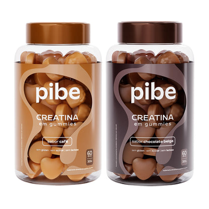 Kit Creatina em Gummies - Sabor Café e Chocolate Belga - 60 Gomas