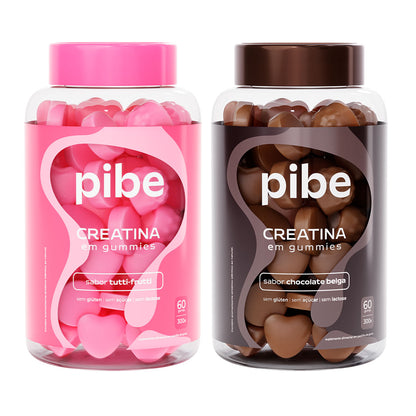 Kit Creatina em Gummies - Sabor Tutti Frutti e Chocolate Belga - 60 Gomas