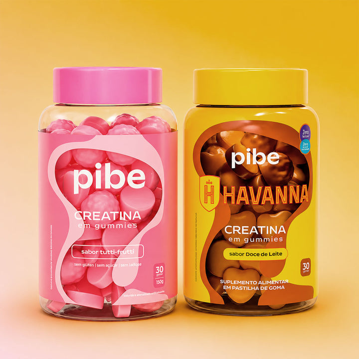 Kit Creatina em Gummies - Sabor Tutti Frutti e Sabor Doce de Leite - 30 Gomas
