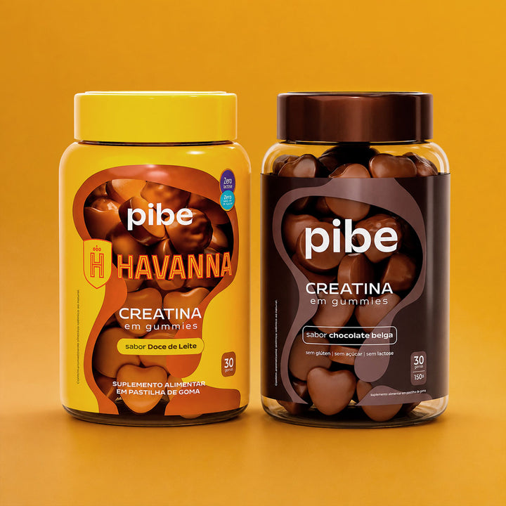 Kit Creatina em Gummies - Sabor Doce de Leite e Chocolate Belga - 30 Gomas