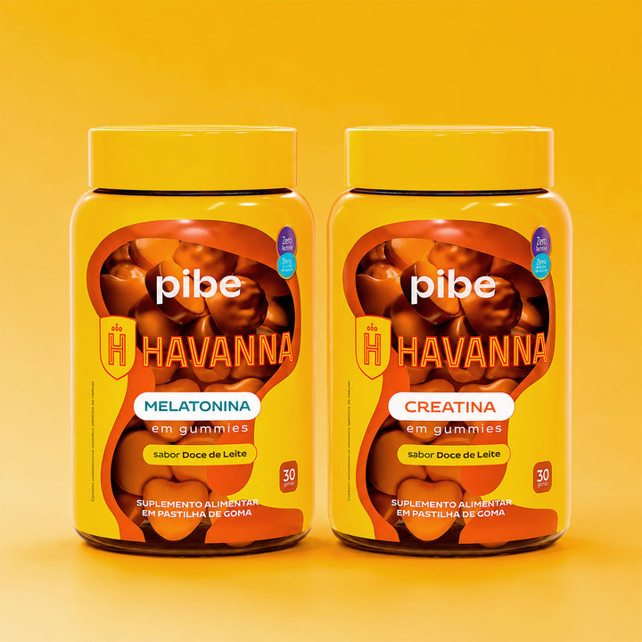 Kit Melatonina e Creatina em Gummies -  Sabor Doce de Leite HAVANNA - 30 Gomas