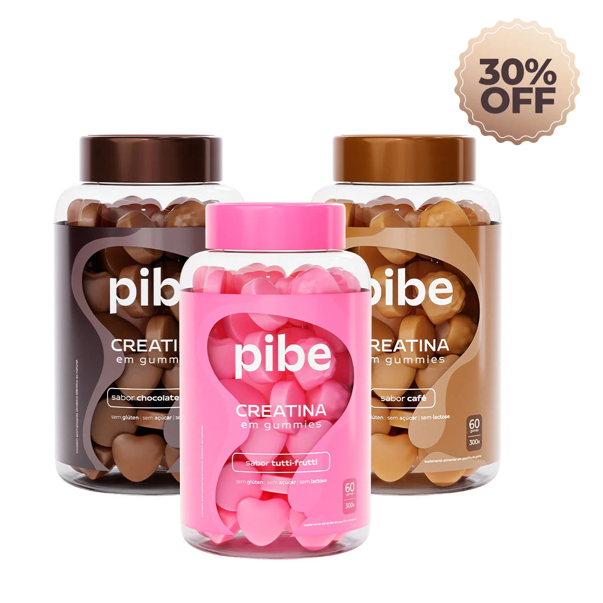 Creatina de Tutti Frutti (60 gomas) + Café (60 gomas) + Chocolate (60 gomas)