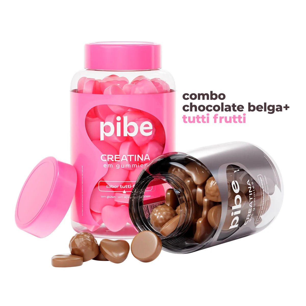 Creatina de Chocolate (60 gomas) + Tutti Frutti (60 gomas) + Whey