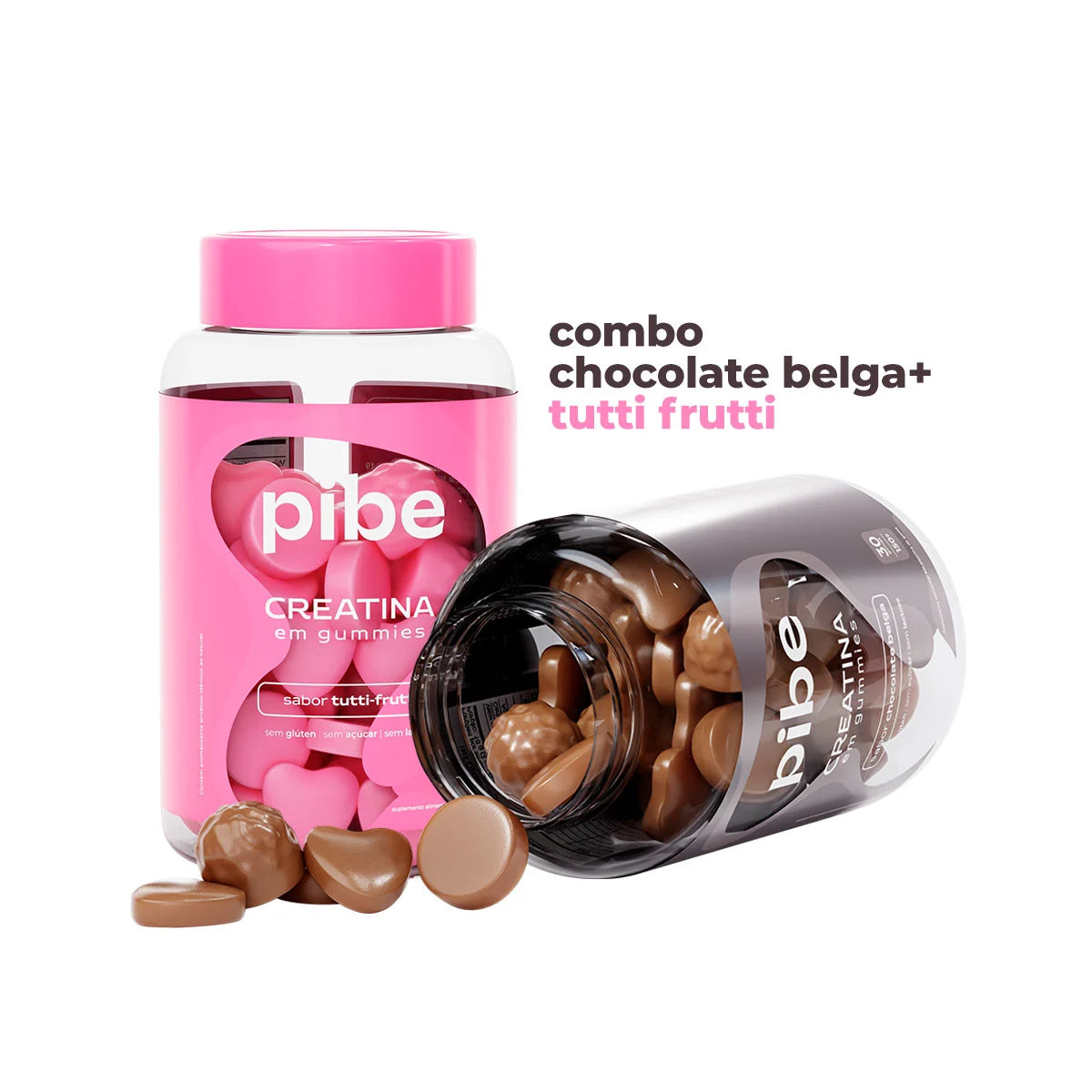 Creatina de Chocolate (30 gomas) + Tutti Frutti (30 gomas) + Whey