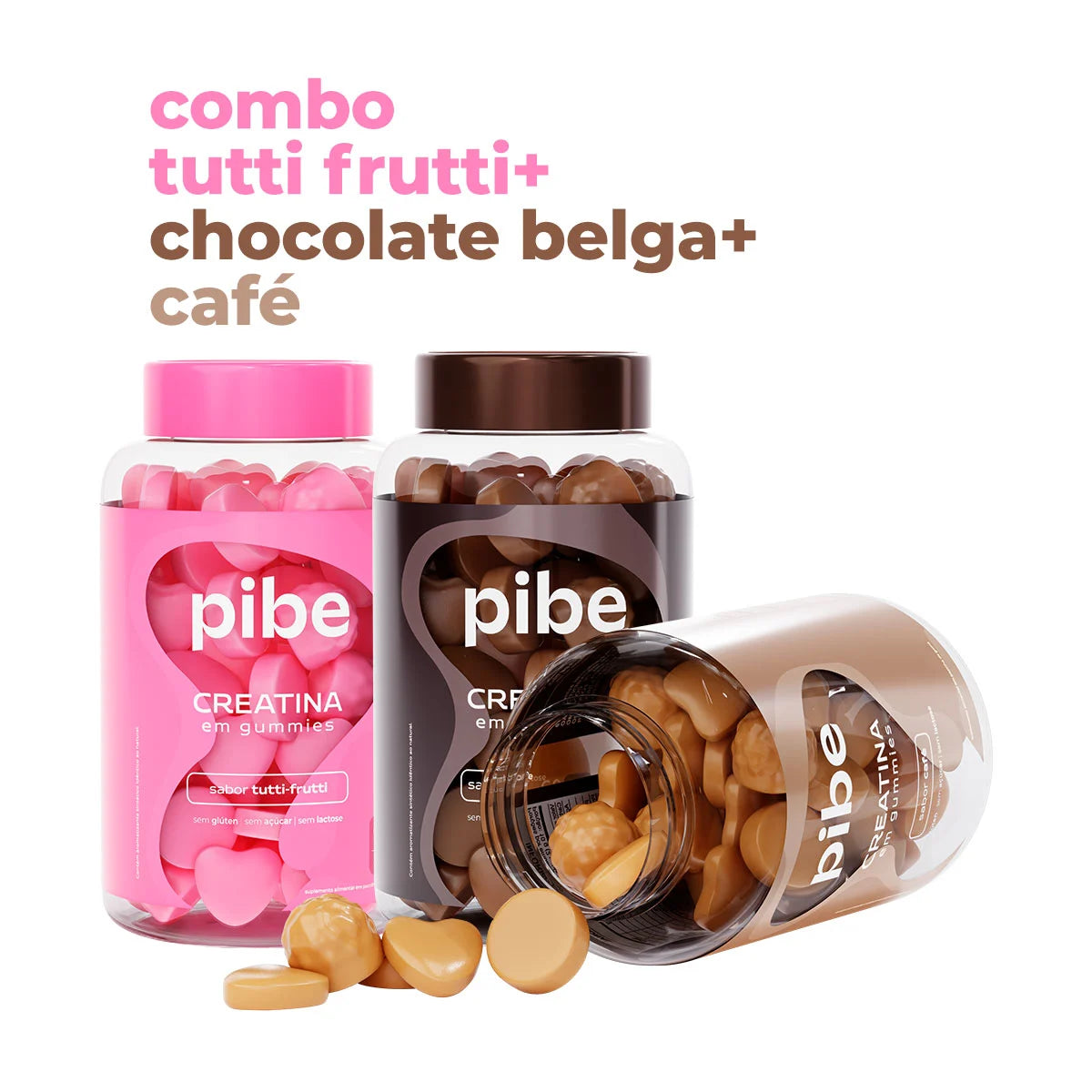 Creatina de Tutti Frutti (60 gomas) + Café (60 gomas) + Chocolate (60 gomas)